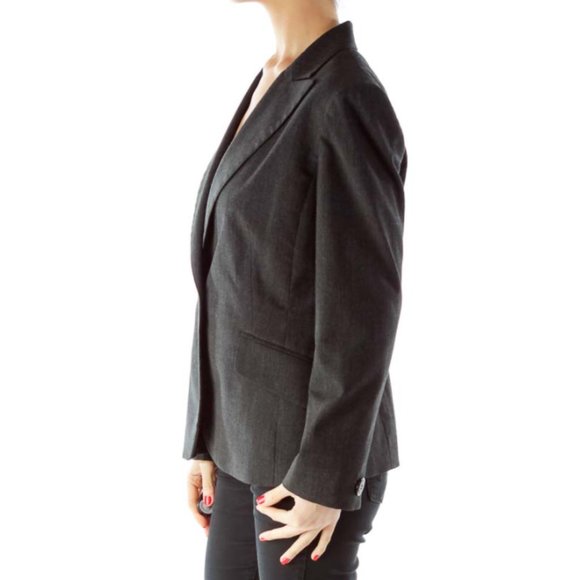 Jones New York Gray Single Breasted Pocketed Suit Jacket - Picture 2 of 3